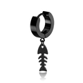 Orecchino a cerchio con pendente a lisca di pesce nero opaco in stile punk unisex - Stile ciondolo a lisca di pesce (Stile H)