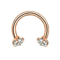 Rose gold horseshoe ring with clear round cubic zirconia for nose, lip, and ear piercings - 1.2x12x3mm / Rose Gold