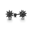 Detail von schwarzen Punk-Ohrsteckern aus Edelstahl mit Spitzen und Schraubverschluss - Stachelball Schraubverschluss Ohrstecker (Stil-7)
