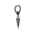 Matte black stainless steel hoop earring with round bead and long spike cone pendant - Tapered Spike Pendant Hoop / Black