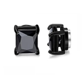 Schwarze quadratische Zirkonia Magnetohrringe für Herren mit Vier-Krallen-Fassung ohne Ohrlöcher - 6mm / Quadratischer Krappenfassungs-Stil (Stil-2) / 1 Stück / Schwarz
