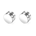 Polished silver magnetic stud earrings in cylindrical shape for non-pierced ears - 6mm / Flat Cylinder Style (Style-3) / 1 Piece/Pack / Silver