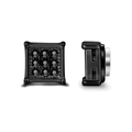 Square black magnetic stud earrings with 3x3 cubic zirconia grid for men - 6mm / Square Pave Set Style (Style-4) / 1 Piece/Pack / Black