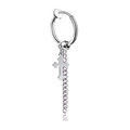 Boucles d'oreilles créoles croix argentées avec longs pendentifs à chaîne style unisexe - Clip d'oreille argenté