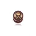 Vintage wooden ear plug with bronze alien relief, antique style body piercing jewelry - Alien Head Style / 10mm