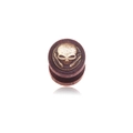Gothic wood ear plug featuring a vintage gold alien skull and crossbones relief - Alien Skull Style / 10mm