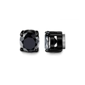 Detail view of black magnetic stud earrings with round-cut stone in four-prong black setting - Style I - Black Zirconia Prong Stud