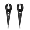 Detail of black punk hoop earrings with hanging triple-hole hollow triangular pendants - Hollow Triangle Pendant Buckle (Style G)
