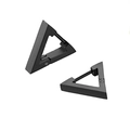 Detail view of matte black triangular hinge earrings made of durable stainless steel - Triangle Hoop Earring (Style H)