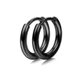 Klassische schwarze Edelstahl-Creolen mit poliertem Metall-Finish für Damen und Herren - Stil A Schwarz