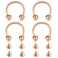 Rose gold horseshoe nose ring set with four hoops and eight replacement spikes - 1.2x6x3mm / Rose Gold (Style E)