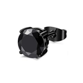 Gros plan sur un clou d'oreille en zircone noire avec serti à quatre griffes et métal noir - 4mm / Noir Avec Zircone Noire
