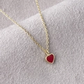 Collana vintage francese dorata con ciondolo a cuore in smalto rosso acceso e zirconi - Cuore in Smalto Rosso (xp-113 Oro)