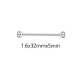 Macro view of 1.6x32x5mm stainless steel industrial barbell with polished silver finish - Industrial Barbell Style (B) / 10 Pieces Pack / Silver