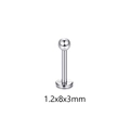 Detailed view of silver stainless steel labret stud measuring 1.2x8x3mm on white background - Labret Ball Style (J)