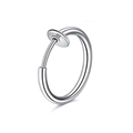 Minimalist silver stainless steel non-piercing ear clip and nose ring on white background - Polished Ear Cuff Style (F) / 12mm