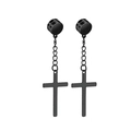 Pendientes magnéticos negros de acero inoxidable con cruz colgante y cadena de moda - Cruz Magnética Colgante