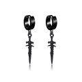 Schwarze Unisex-Edelstahl-Creolen mit hängenden Dolch-Anhängern im Gothic-Stil - Dolchform (Stil H)