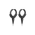 Punk style black stainless steel hoop earrings featuring sharp spike cone charms - Spike Pendant Hoop Style (Style C) / 1 Piece
