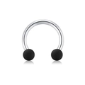 Silver horseshoe circular barbell with matte black balls for nose or ear piercings - Style D Black