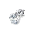 Minimalist silver chain earring with a sparkling round-cut gemstone in a claw setting - Round Claw Set Gemstone Stud