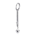 Minimalist silver chain drop earrings with punk spike and bead in polished stainless steel - Cone Ball Chain Earring