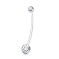 Set mit 4 Schwangerschafts-Bauchnabelpiercings aus Edelstahl mit funkelnden Kristallen - Basis Zirkonia Stil (Modell B)