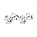 Pendientes clásicos de plata con 6 garras y circonitas cúbicas redondas brillantes - Estilo Redondo de Engaste de Garras / 6mm