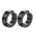 Pair of minimalist magnetic clip-on earrings in matte black finish for non-pierced ears - Ear Cuffs / Black