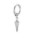 Minimalist silver chain drop earring with a sleek tapered cone spike pendant for men - Spike Cone Pendant Huggie