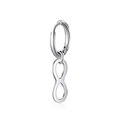 Sleek silver stainless steel hoop earring featuring a minimalist infinity charm pendant - Infinity Symbol Pendant Earring