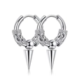 Zilveren roestvrijstalen oorringen met drakenpatroon en spike hangers voor heren - Drakenpatroon met Spike / 14mm / Staalkleur