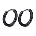 Boucles d'oreilles anneaux en acier inoxydable noir poli pour mode unisexe élégante - Créole 18mm (Style L)