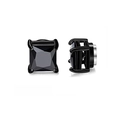 Detail of black magnetic stud earrings with square-cut gemstone and secure backing - Square Black Zirconia Style (8MM Style A)