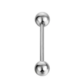 Hochglanzpoliertes Edelstahl-Piercing-Set mit glatten runden Kugeln auf weißem Hintergrund - Zungenring (Kugel) / 1.2x6x3