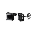 Classic square black stud earrings with step-cut zircon and four-prong setting - Square Zirconia Style / Black