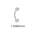 Polished stainless steel curved barbell piercing for eyebrow or navel size 1.2x8x3mm - Curved Barbell Ball Style (C) / 10 Pieces Pack / Silver