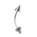 Piercing-Curved Barbell aus silbernem Edelstahl mit Spitzen für Augenbraue oder Lippe - Augenbrauenring (Spike) / 1.2x6x3