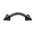 Detailansicht eines mattschwarzen gebogenen Barbells mit Spitzen für Augenbrauen oder Daith - Gebogener Spike-Barbell (Stil D) / 1.2x6x3mm / Schwarz