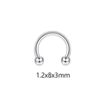 Polished stainless steel horseshoe circular barbell piercing in 1.2x8x3mm size - Circular Barbell Ball Style (E)