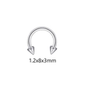 Silver stainless steel horseshoe ring with spikes, 1.2x8x3mm size for nose and lip piercing - Circular Barbell Spike Style (F)