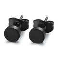 Détails des boucles d'oreilles rondes barbell en acier inoxydable noir mat de qualité - Clous d'Oreilles Disque Mat (6mm)