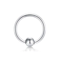 Set of 12 silver polished stainless steel piercing rings and studs on white background - Style M