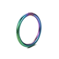 Detailed close-up of rainbow anodized surgical steel clicker ring with hinged segment closure - 1.0x6 / Colorful