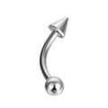 Polished stainless steel curved barbell featuring a ball and cone end for body piercing - Curved Barbell With Ball And Spike