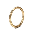 Close-up of polished gold-plated stainless steel seamless clicker hoop for nose or ear - 1.0x6 / Gold