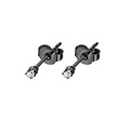 Classic black plated stainless steel stud earrings with clear square cubic zirconia stones - Black Square Stud Earrings