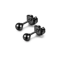 Minimalist polished black ball stud earrings with butterfly back in surgical steel - Polished Ball Style