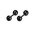 Minimalist pair of black polished stainless steel barbell stud earrings for unisex style - Style J