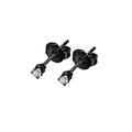 Pair of black plated metal stud earrings featuring clear round cubic zirconia stones - Style B Rhinestone Stud / Black